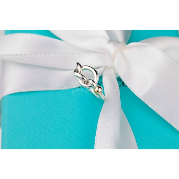 Tiffany & Co. Ring "Love Knot" Band in 18k Gold Sterling Silver Vintage Size 4.5 - Picture 2 of 8